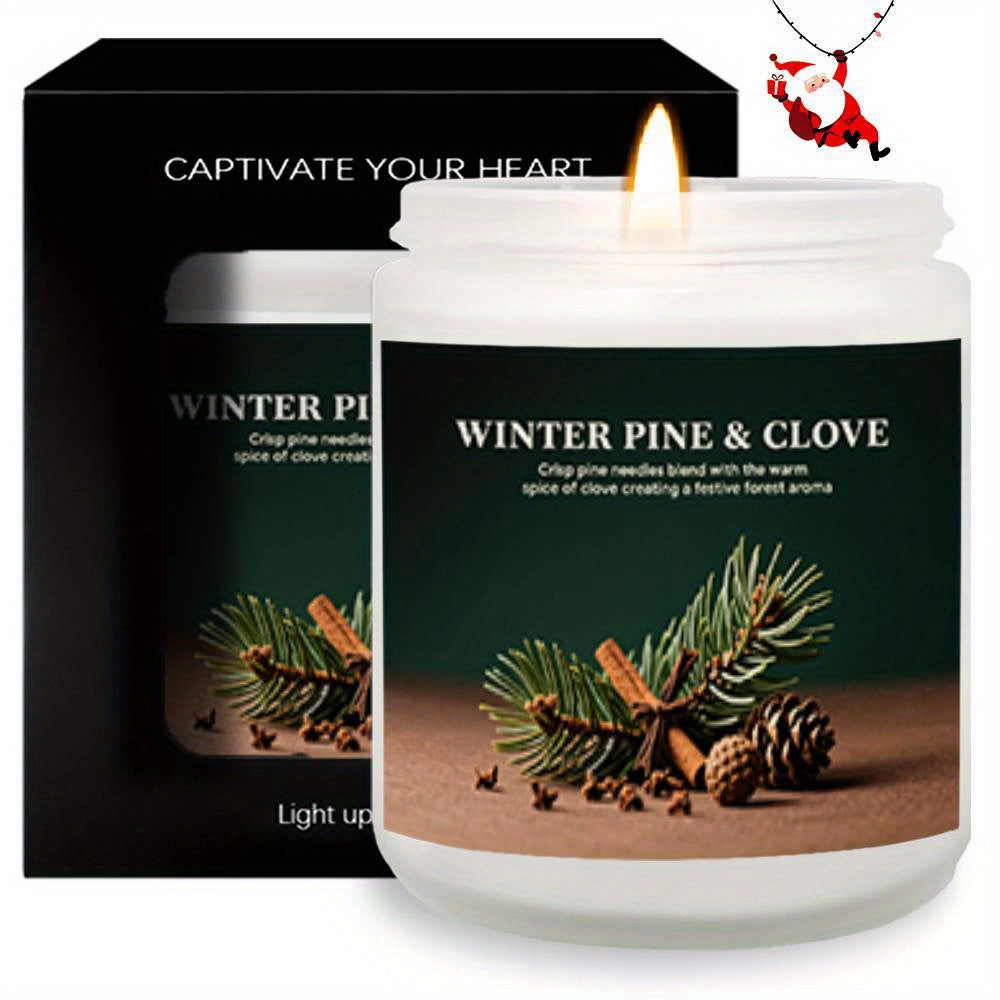 1pc Lavender Scented Candle Merry Christmas Winter Pine & Clove Home Room Decor Festive Decoration Holiday Gift Idea for Friends Family Loved Ones Christmas Eve Christmas Day Seasonal Home Fragrance Cozy Atmosphere