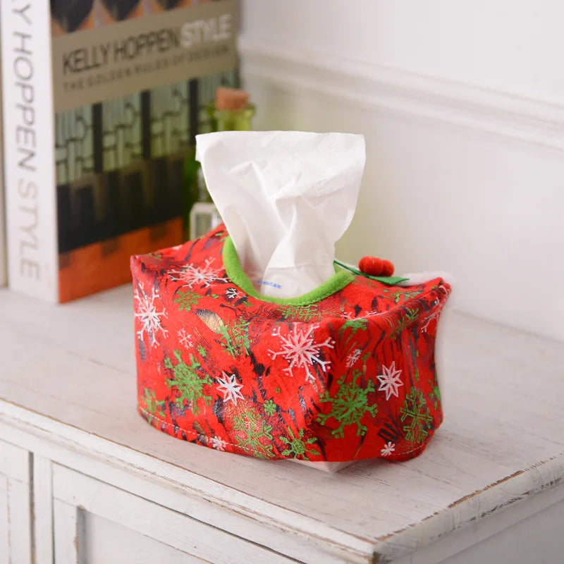 New Belt/Clover Pattern Merry Christmas Tissue Box Cover Christmas Home Decoration Creative Napkin Holder 3 Styles for Choice