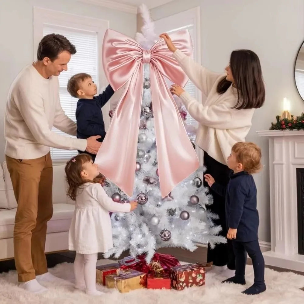 Extra Large Christmas Tree Bow Topper – Elegant Satin Holiday Decoration