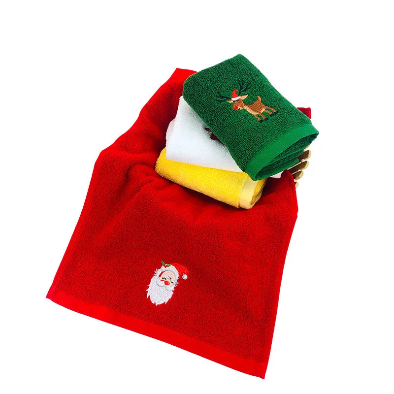 Soft Cotton Towels 3/4pcs Set Merry Christmas Santa Claus Hand Towels 32x45cm Absorbent Hand Bath Towels for Home Hotel Bathroom