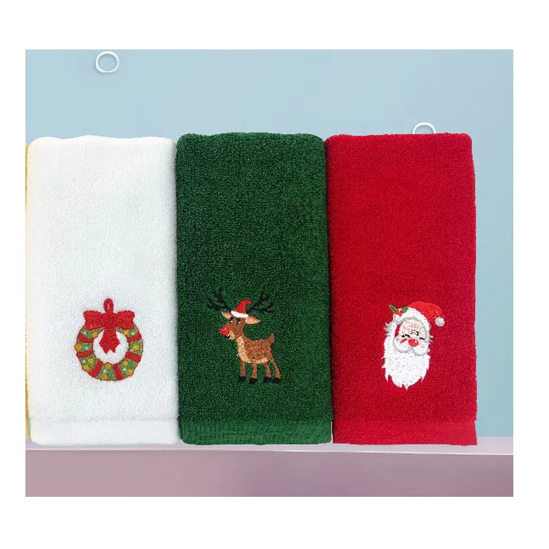 Soft Cotton Towels 3/4pcs Set Merry Christmas Santa Claus Hand Towels 32x45cm Absorbent Hand Bath Towels for Home Hotel Bathroom