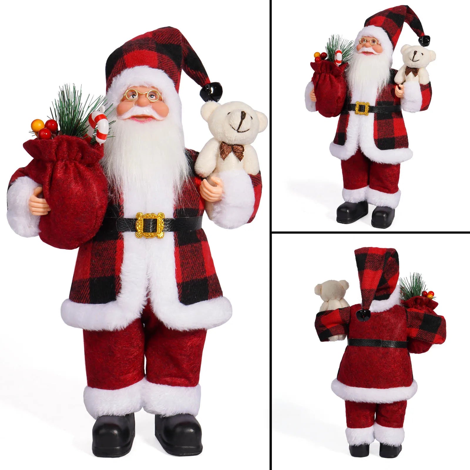 Christmas Santa Decoration with Gift Bag & Teddy Bear