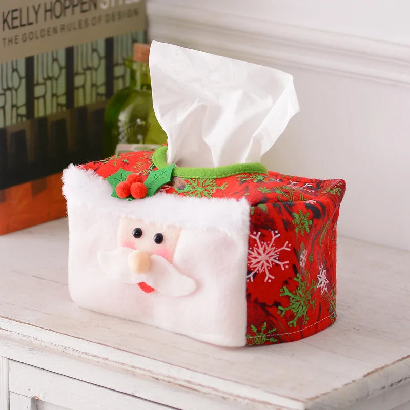 New Belt/Clover Pattern Merry Christmas Tissue Box Cover Christmas Home Decoration Creative Napkin Holder 3 Styles for Choice