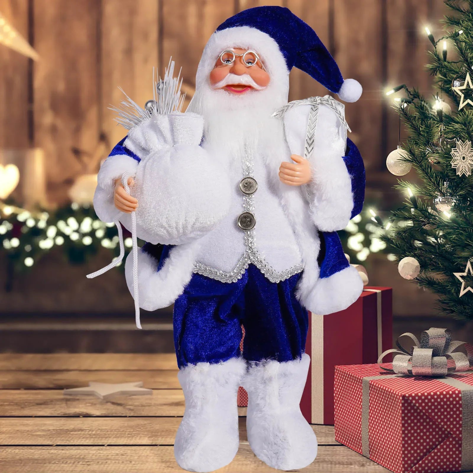 Christmas Santa Decoration with Gift Bag & Teddy Bear