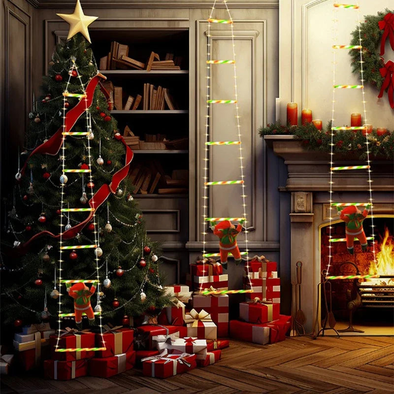 LED Climbing Santa with Light-Up Ladder – Outdoor Christmas Decoration