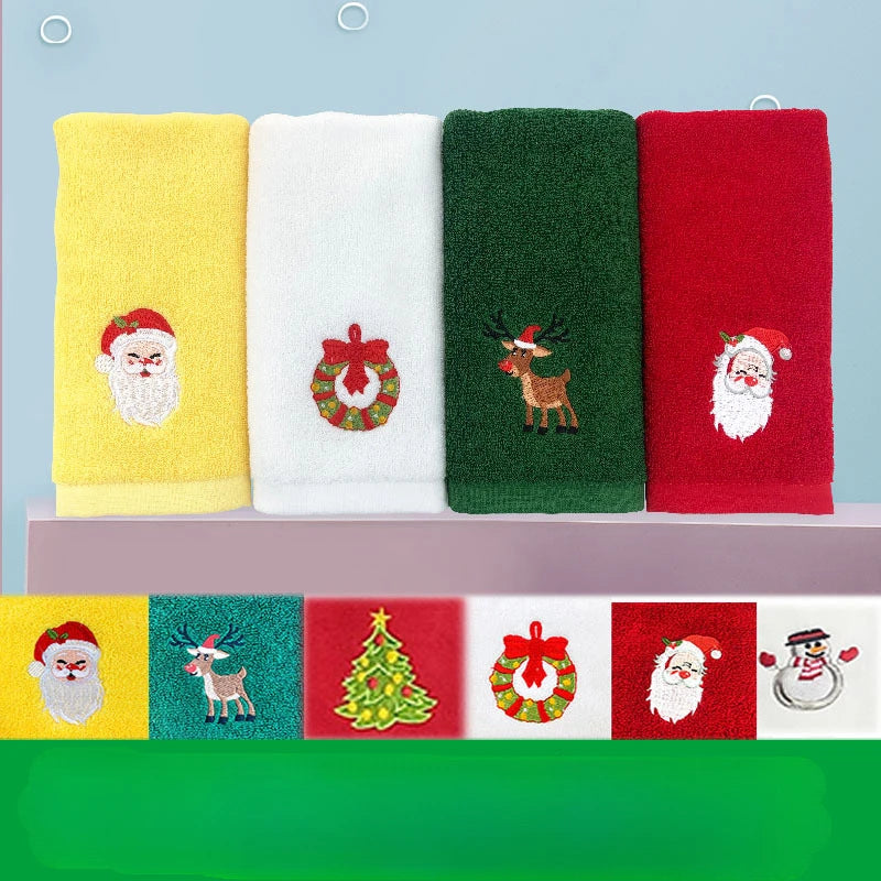 Soft Cotton Towels 3/4pcs Set Merry Christmas Santa Claus Hand Towels 32x45cm Absorbent Hand Bath Towels for Home Hotel Bathroom