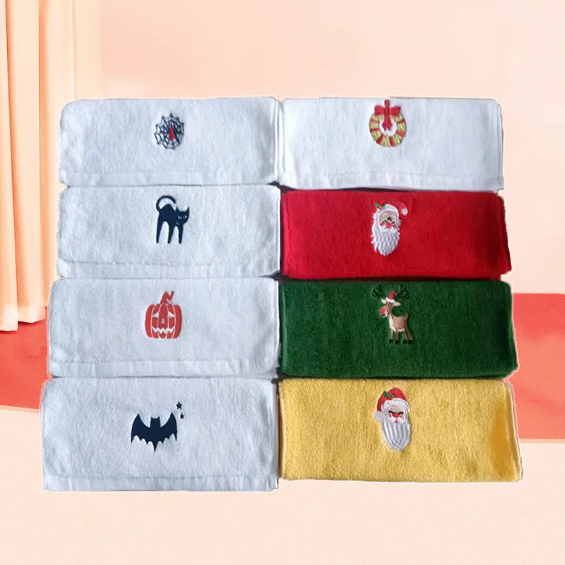 Soft Cotton Towels 3/4pcs Set Merry Christmas Santa Claus Hand Towels 32x45cm Absorbent Hand Bath Towels for Home Hotel Bathroom