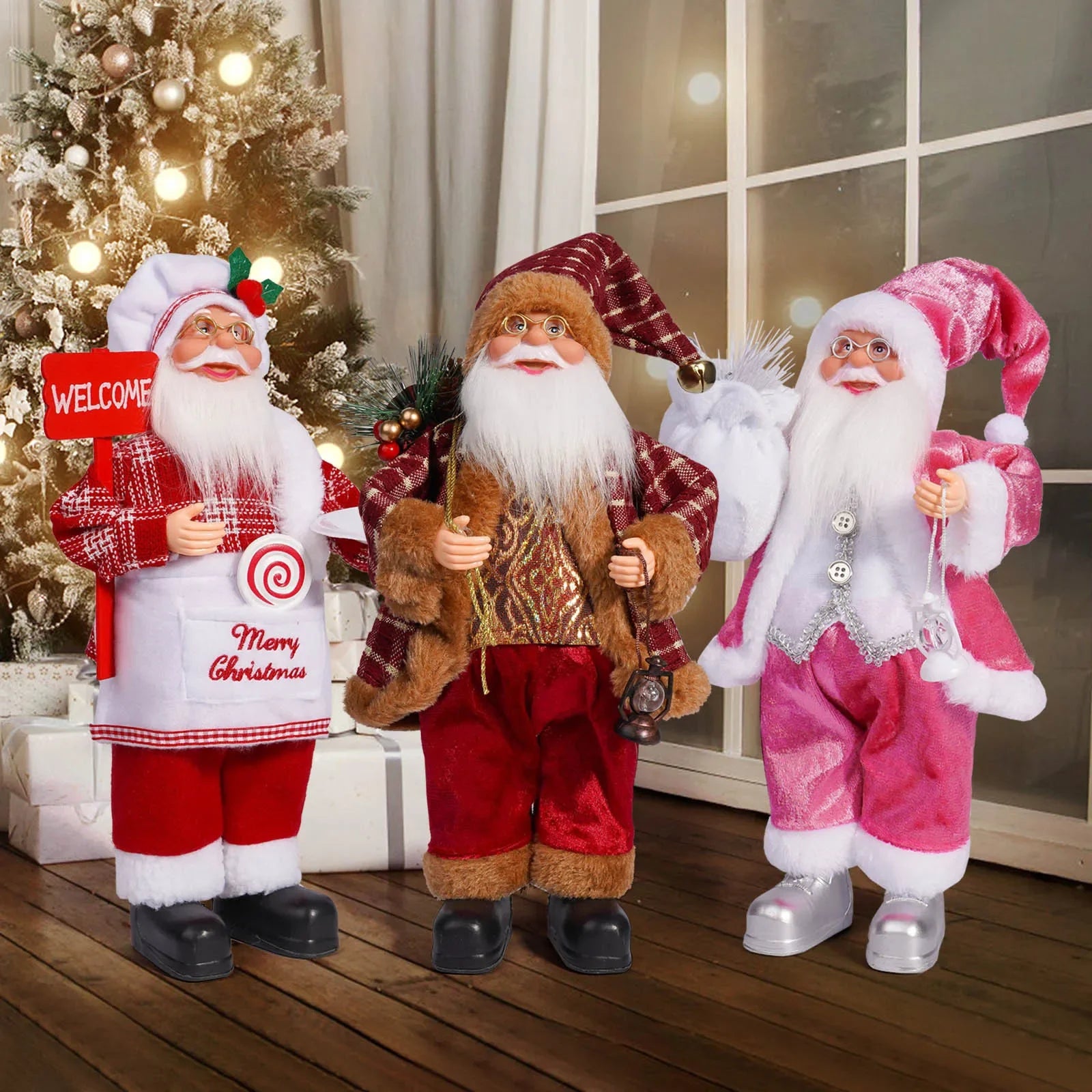 Christmas Santa Decoration with Gift Bag & Teddy Bear