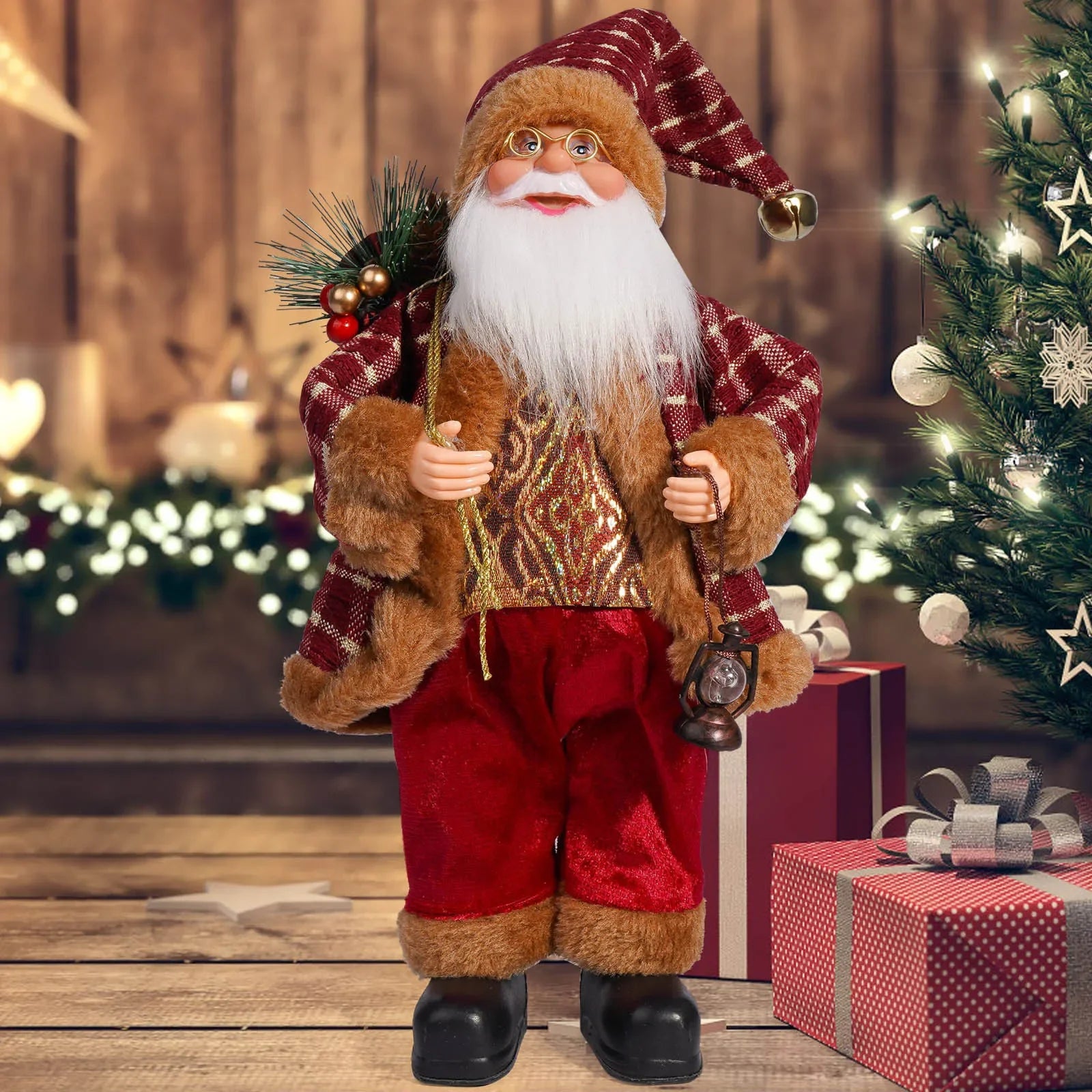 Christmas Santa Decoration with Gift Bag & Teddy Bear