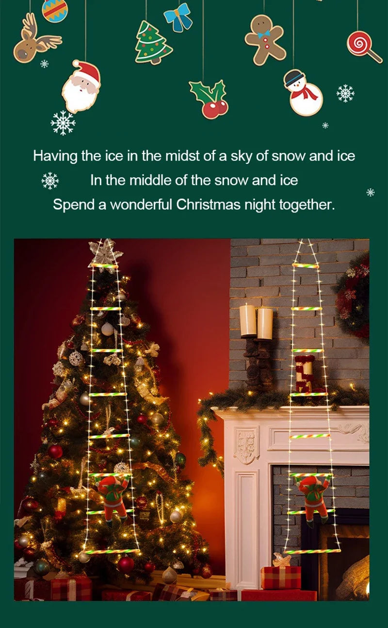 LED Climbing Santa with Light-Up Ladder – Outdoor Christmas Decoration