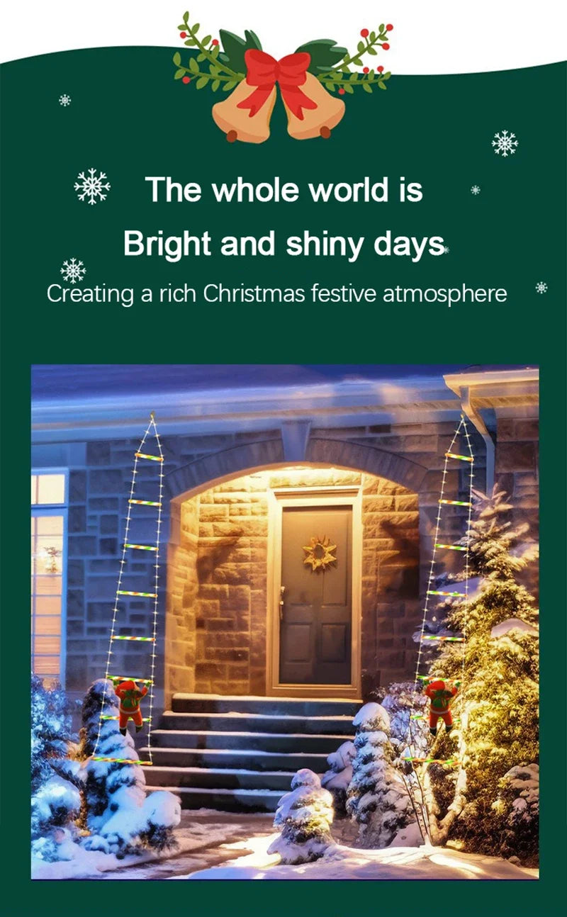 LED Climbing Santa with Light-Up Ladder – Outdoor Christmas Decoration