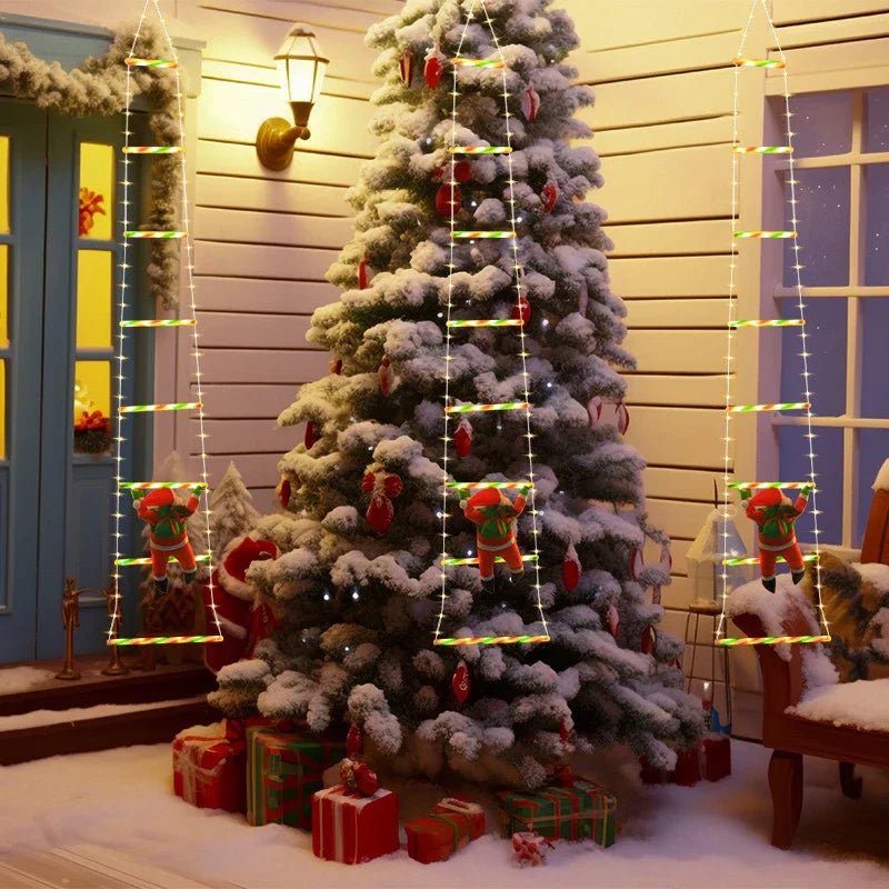 LED Climbing Santa with Light-Up Ladder – Outdoor Christmas Decoration