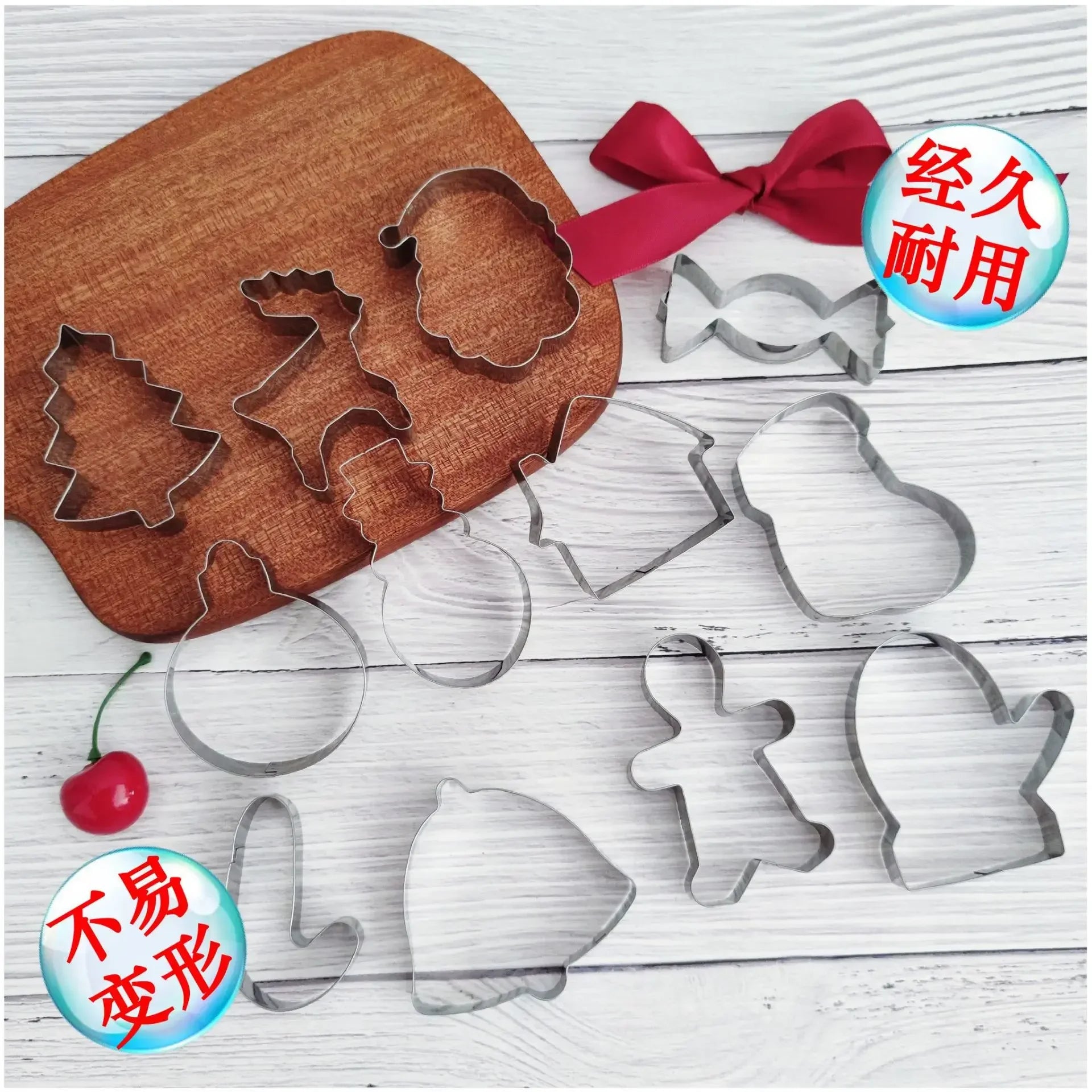 12 pieces/set Christmas Cookie Mould Gingerbread Man/Tree/Snowflake Steel Biscuit Cutters for Christmas DIY Baking Supplies
