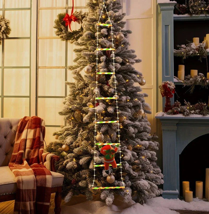 LED Climbing Santa with Light-Up Ladder – Outdoor Christmas Decoration