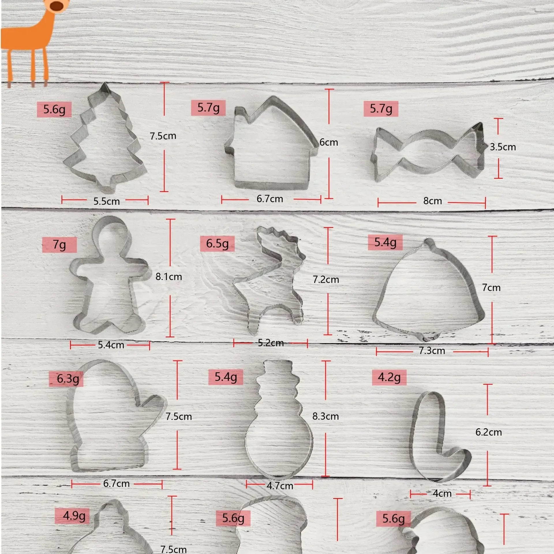 12 pieces/set Christmas Cookie Mould Gingerbread Man/Tree/Snowflake Steel Biscuit Cutters for Christmas DIY Baking Supplies