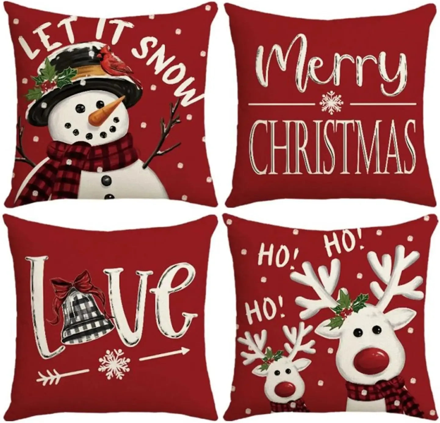 Holiday Throw Pillow Covers – Merry Christmas Set (4 Designs)