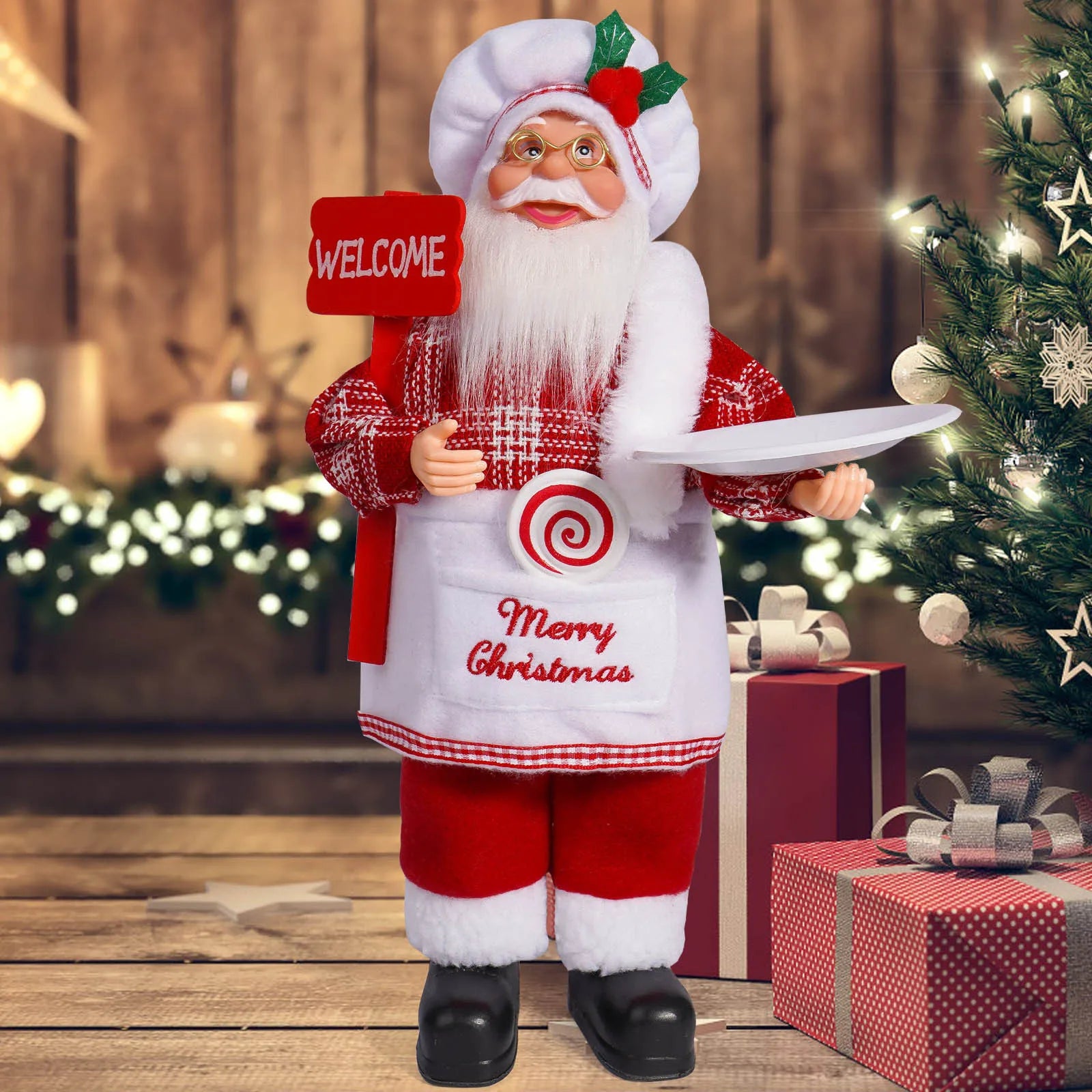Christmas Santa Decoration with Gift Bag & Teddy Bear