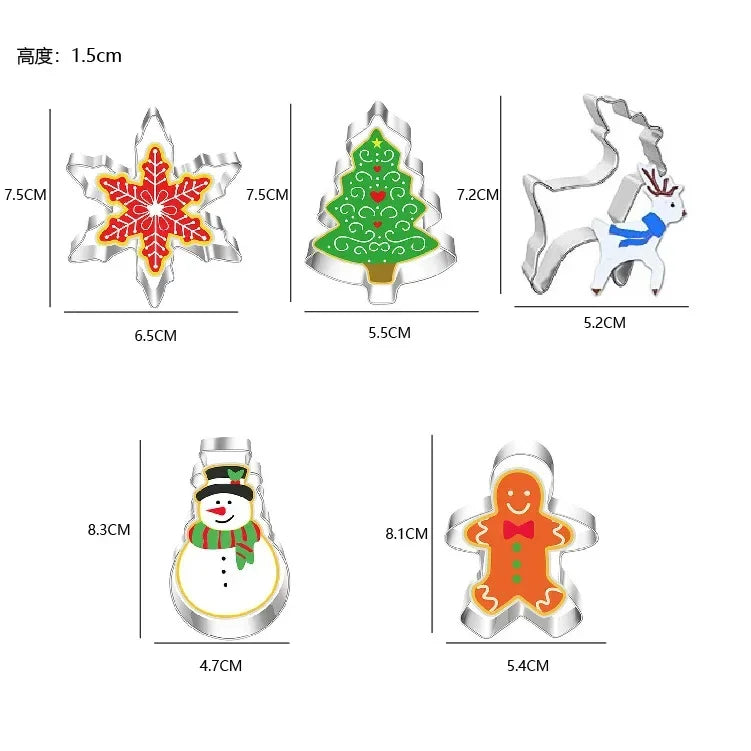 12 pieces/set Christmas Cookie Mould Gingerbread Man/Tree/Snowflake Steel Biscuit Cutters for Christmas DIY Baking Supplies