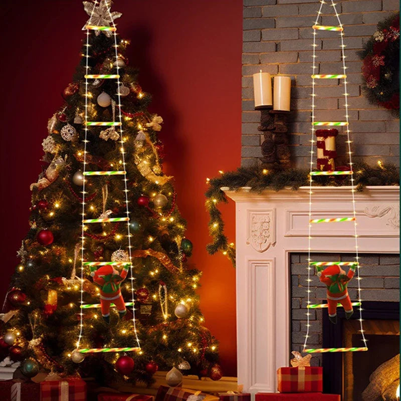 LED Climbing Santa with Light-Up Ladder – Outdoor Christmas Decoration