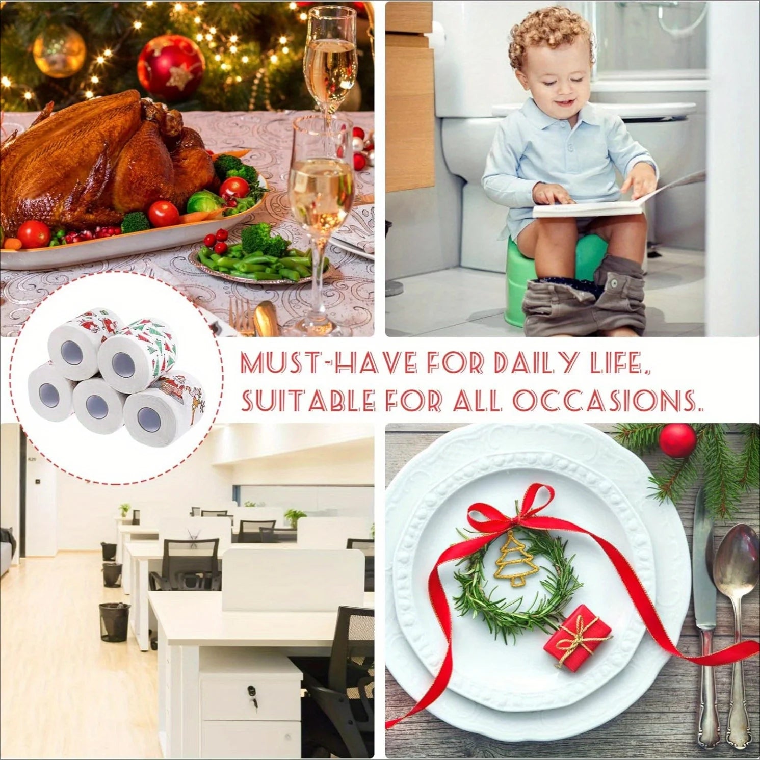 Christmas Printed Toilet Paper – Festive Holiday Bathroom Decor