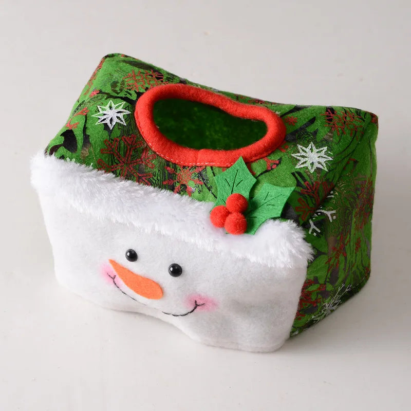New Belt/Clover Pattern Merry Christmas Tissue Box Cover Christmas Home Decoration Creative Napkin Holder 3 Styles for Choice