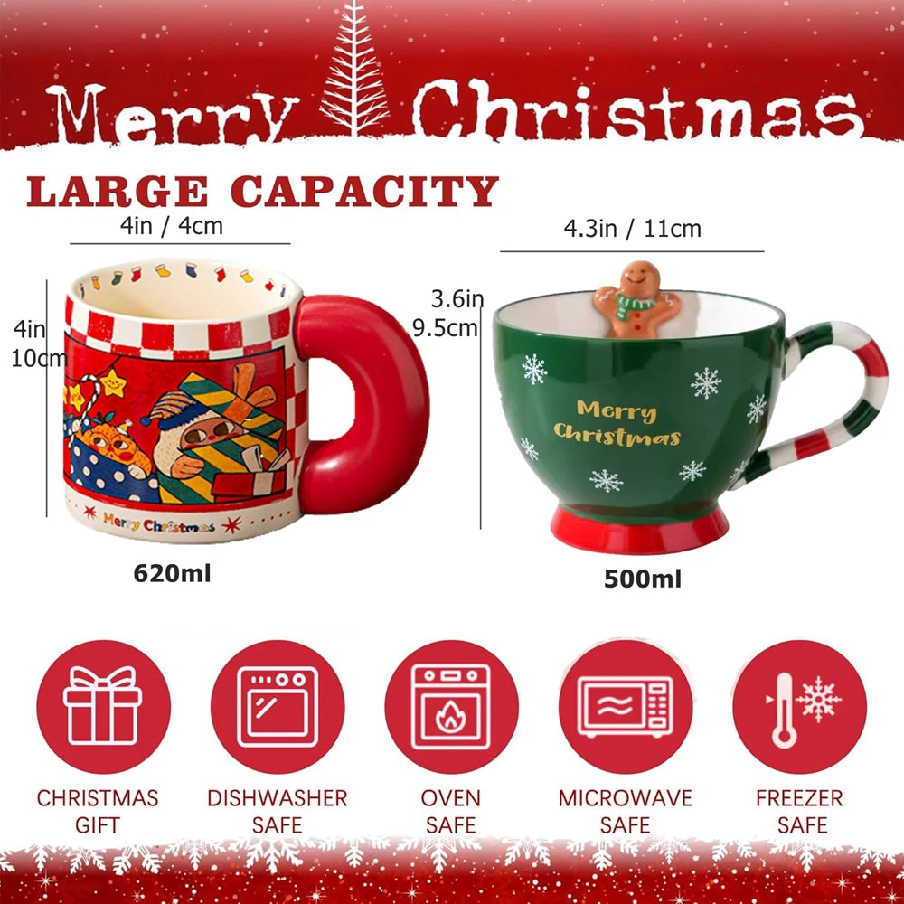 1 Pack Cute Christmas Coffee Mugs Durable Ceramic Coffee Mugs Best Christmas Gifts for Kids Mom Lovers Friends with Gift Box
