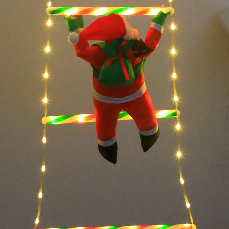LED Climbing Santa with Light-Up Ladder – Outdoor Christmas Decoration