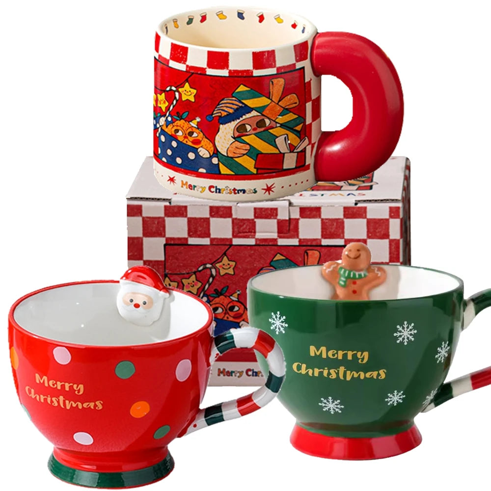 1 Pack Cute Christmas Coffee Mugs Durable Ceramic Coffee Mugs Best Christmas Gifts for Kids Mom Lovers Friends with Gift Box