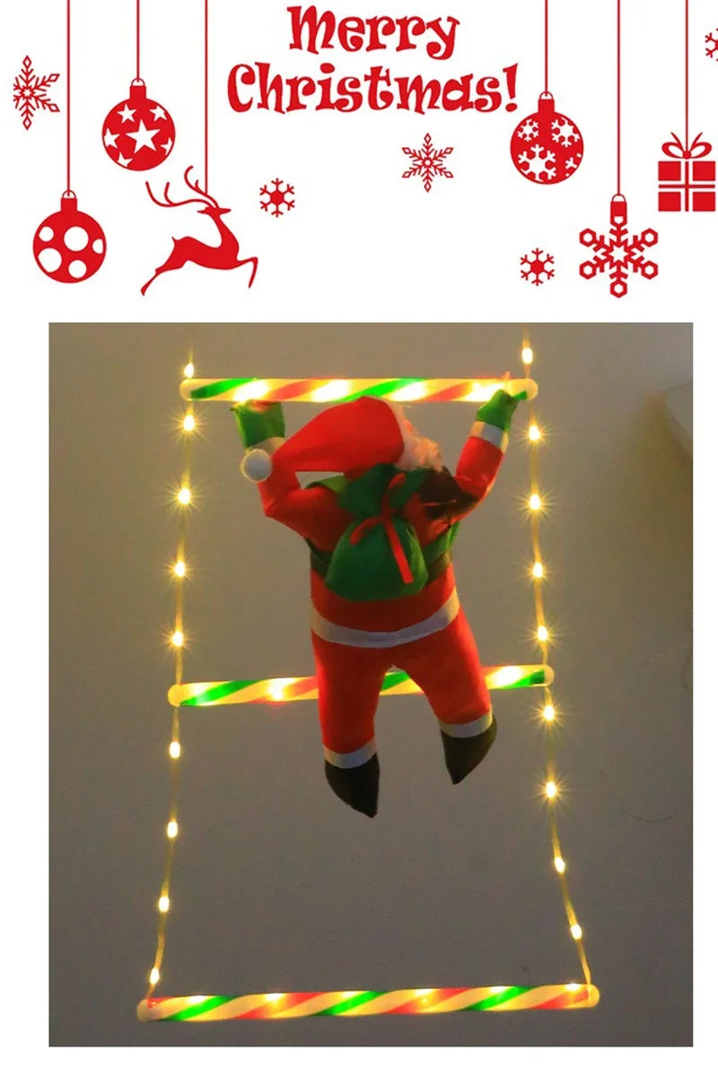 LED Climbing Santa with Light-Up Ladder – Outdoor Christmas Decoration