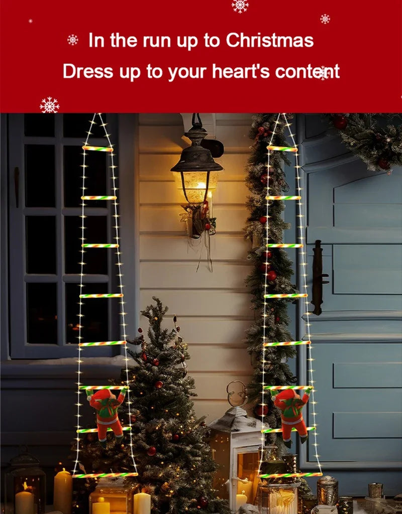 LED Climbing Santa with Light-Up Ladder – Outdoor Christmas Decoration