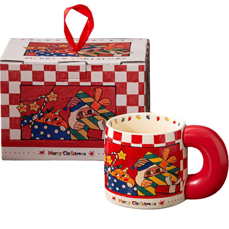 1 Pack Cute Christmas Coffee Mugs Durable Ceramic Coffee Mugs Best Christmas Gifts for Kids Mom Lovers Friends with Gift Box