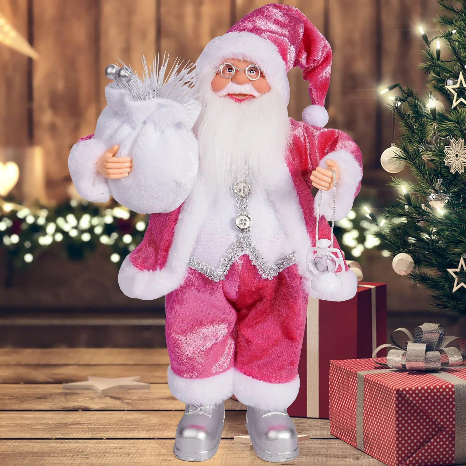 Christmas Santa Decoration with Gift Bag & Teddy Bear