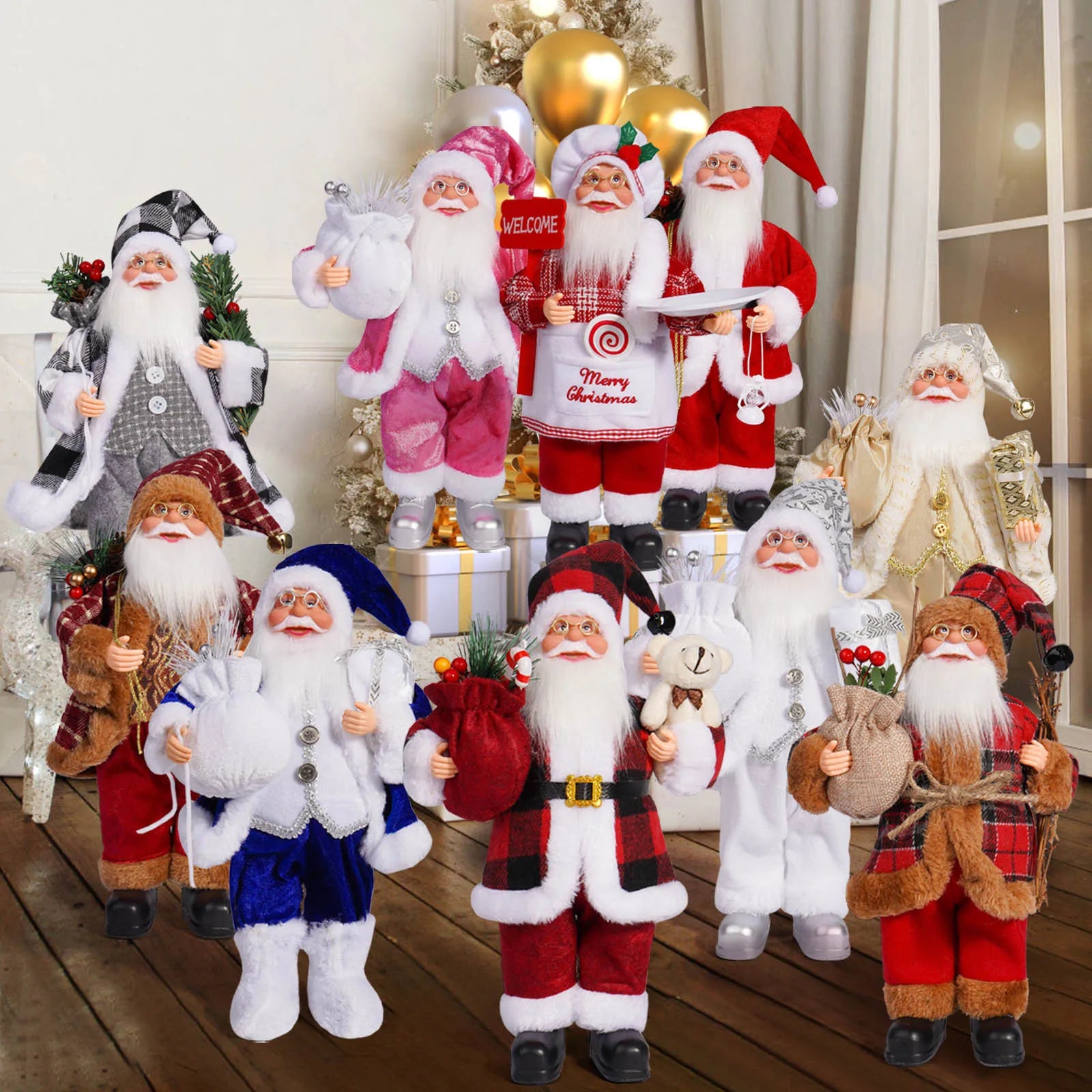 Christmas Santa Decoration with Gift Bag & Teddy Bear