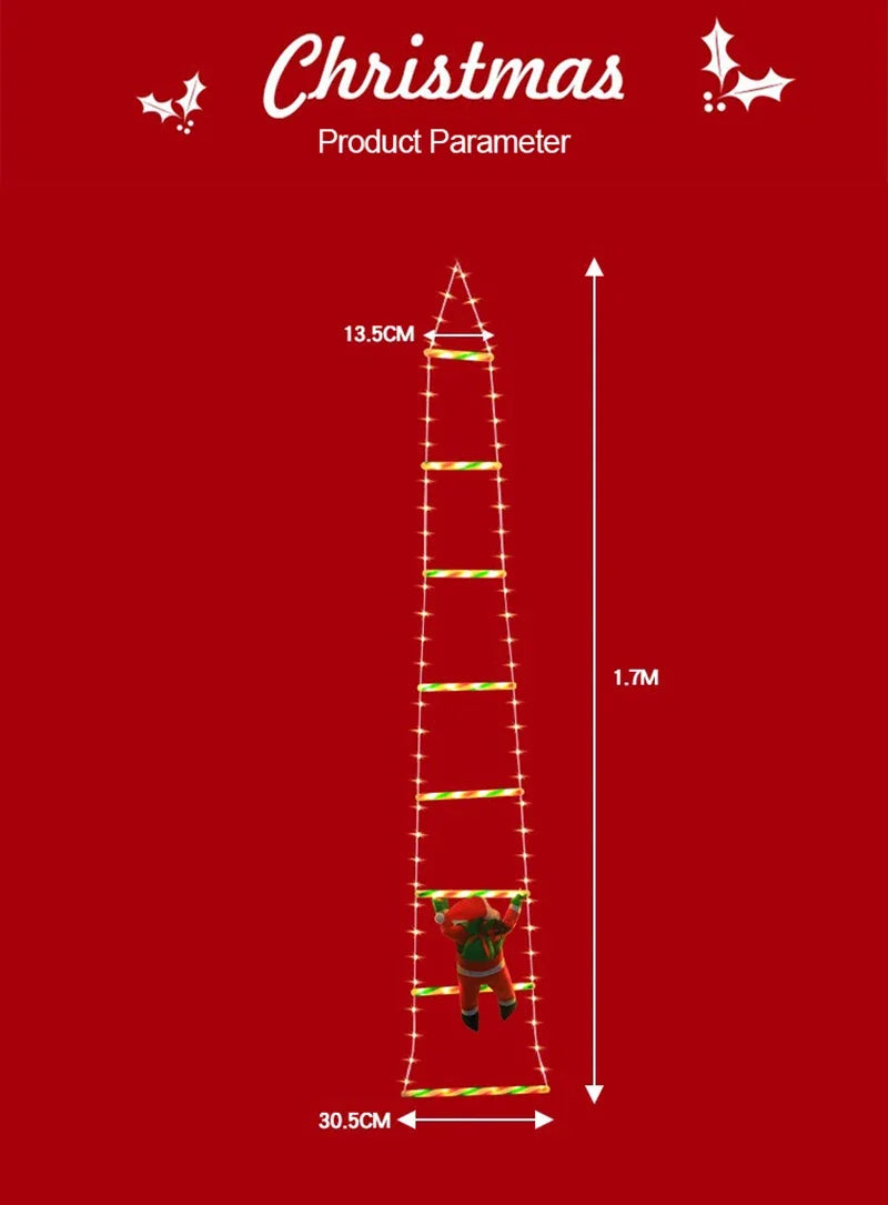 LED Climbing Santa with Light-Up Ladder – Outdoor Christmas Decoration