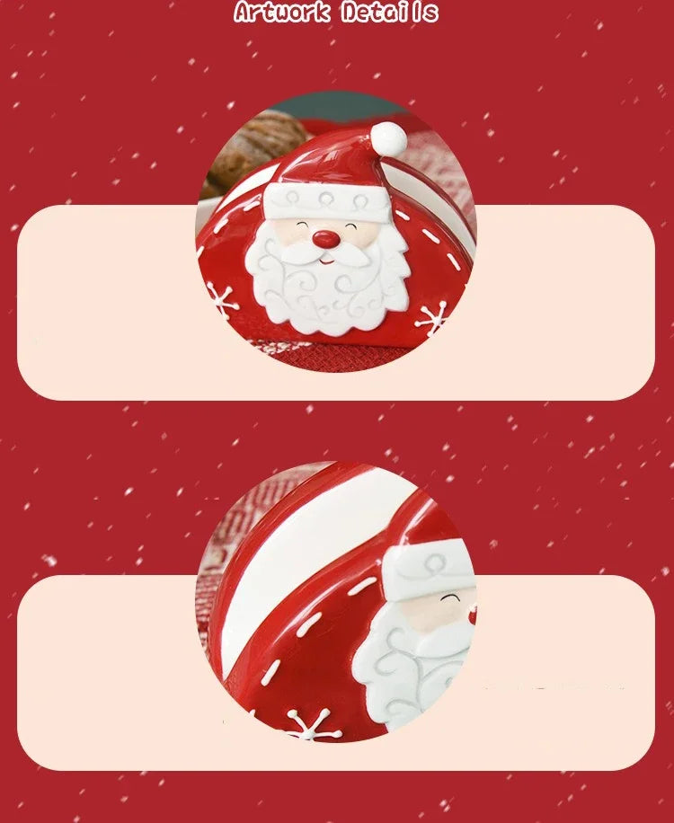 JUSTINLAU Home Decoration for Xmas Gift Santa Claus Napkin Holder Nordic Style Creative Ceramic Relief Christmas Tissue Holder