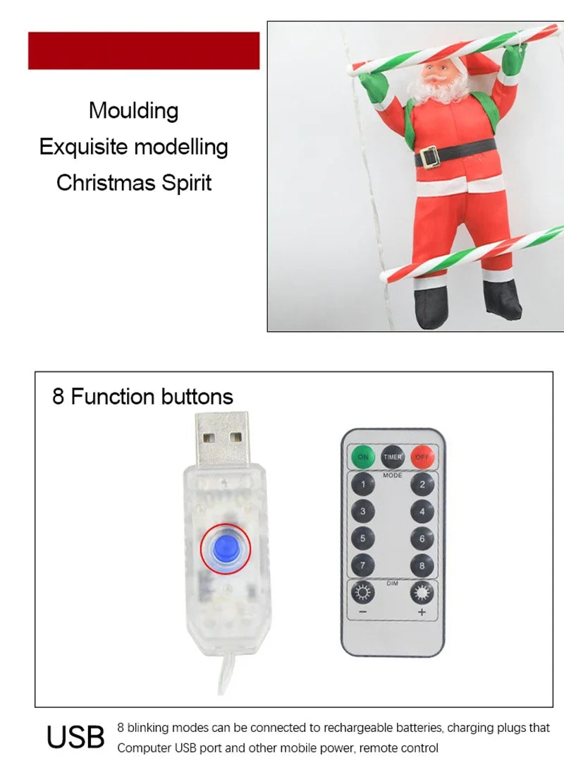 LED Climbing Santa with Light-Up Ladder – Outdoor Christmas Decoration