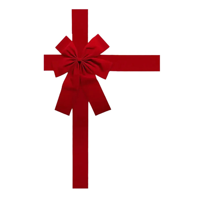 Christmas Front Door Decoration Hanging Bow Knot Imitation Linen Ribbon New Year Xmas Front Door Decor Big Bow Diy Material