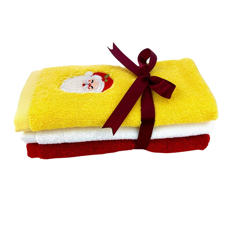 Soft Cotton Towels 3/4pcs Set Merry Christmas Santa Claus Hand Towels 32x45cm Absorbent Hand Bath Towels for Home Hotel Bathroom