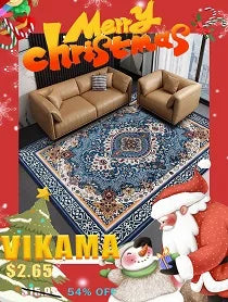 Round Christmas Snowflake Rug – Festive Holiday Floor Mat for Living Room & Tree Decoration