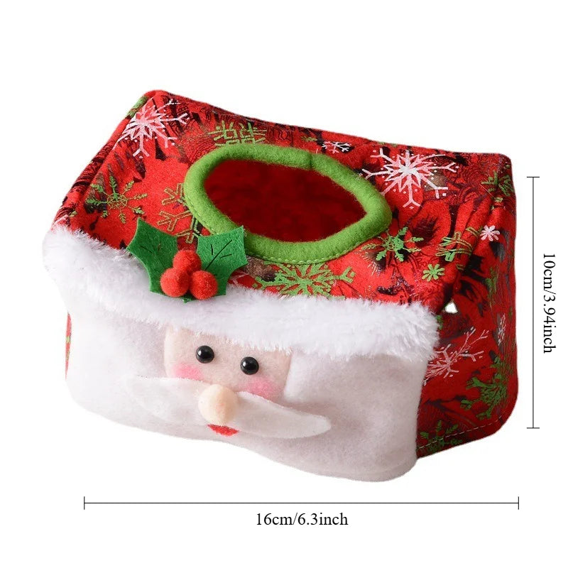 New Belt/Clover Pattern Merry Christmas Tissue Box Cover Christmas Home Decoration Creative Napkin Holder 3 Styles for Choice