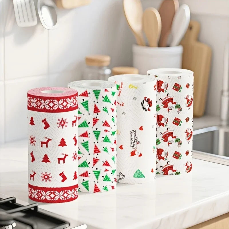Christmas Pattern Paper Towels – Festive Disposable Kitchen Roll