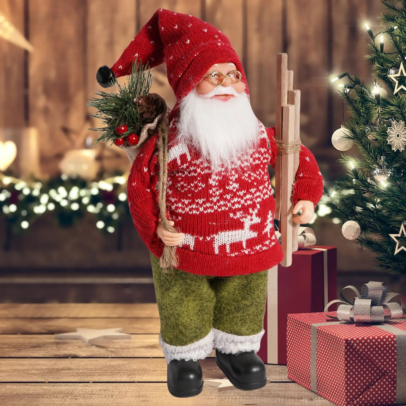 Christmas Santa Decoration with Gift Bag & Teddy Bear