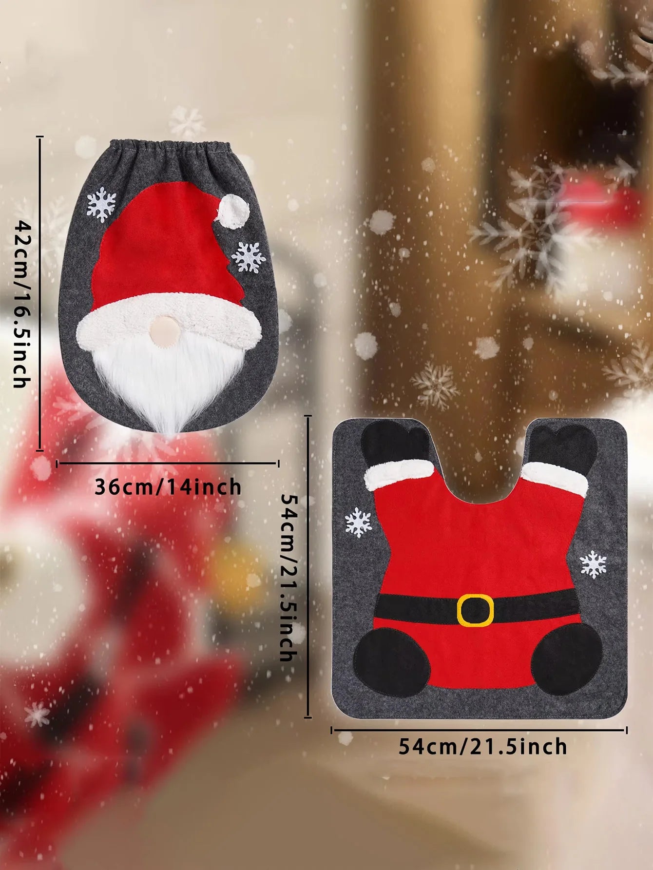 1set Christmas Dwarf Faceless Elderly Toilet Cover Cute Anti Slip and Easy to Clean Suitable for Christmas Home Bathroom Decor
