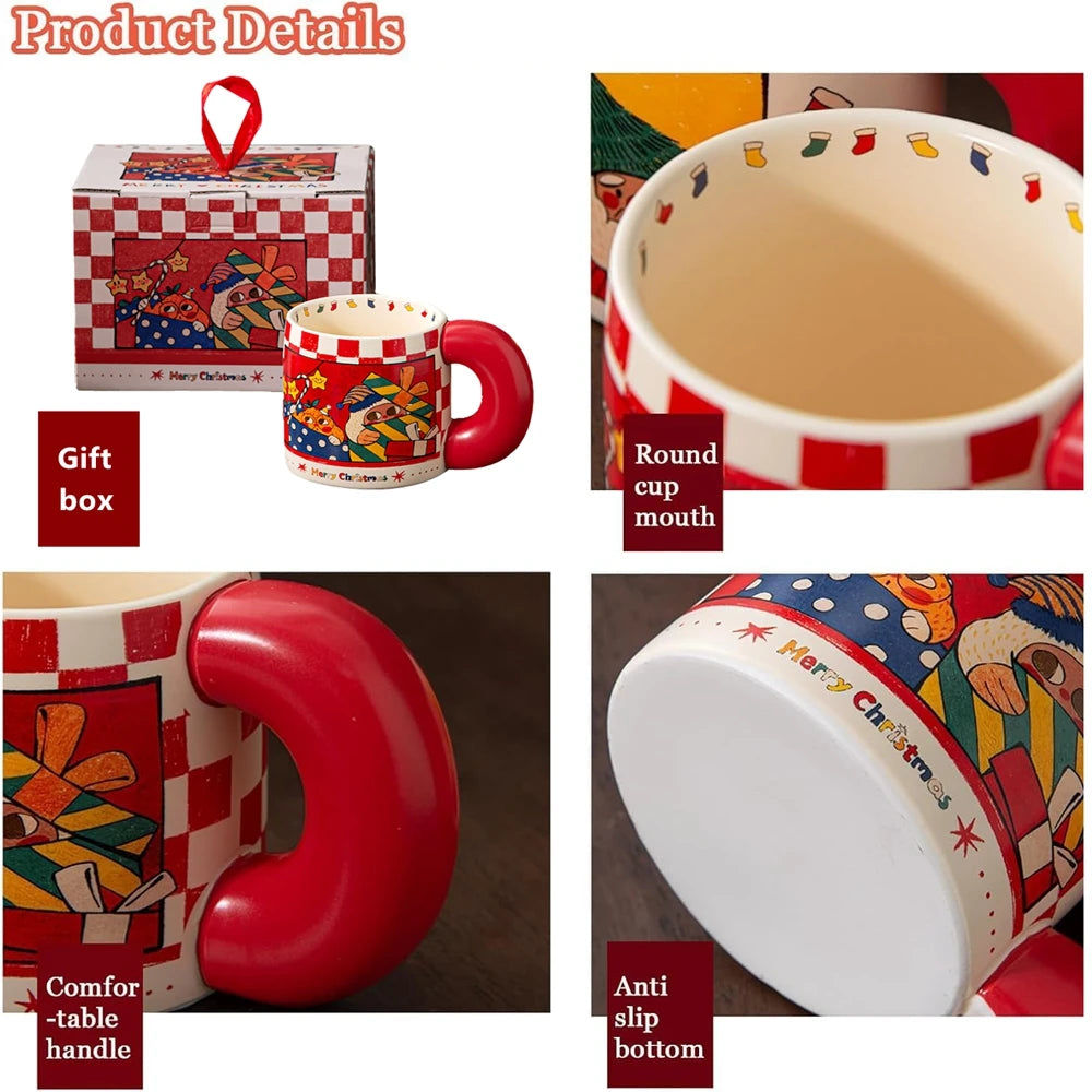 1 Pack Cute Christmas Coffee Mugs Durable Ceramic Coffee Mugs Best Christmas Gifts for Kids Mom Lovers Friends with Gift Box