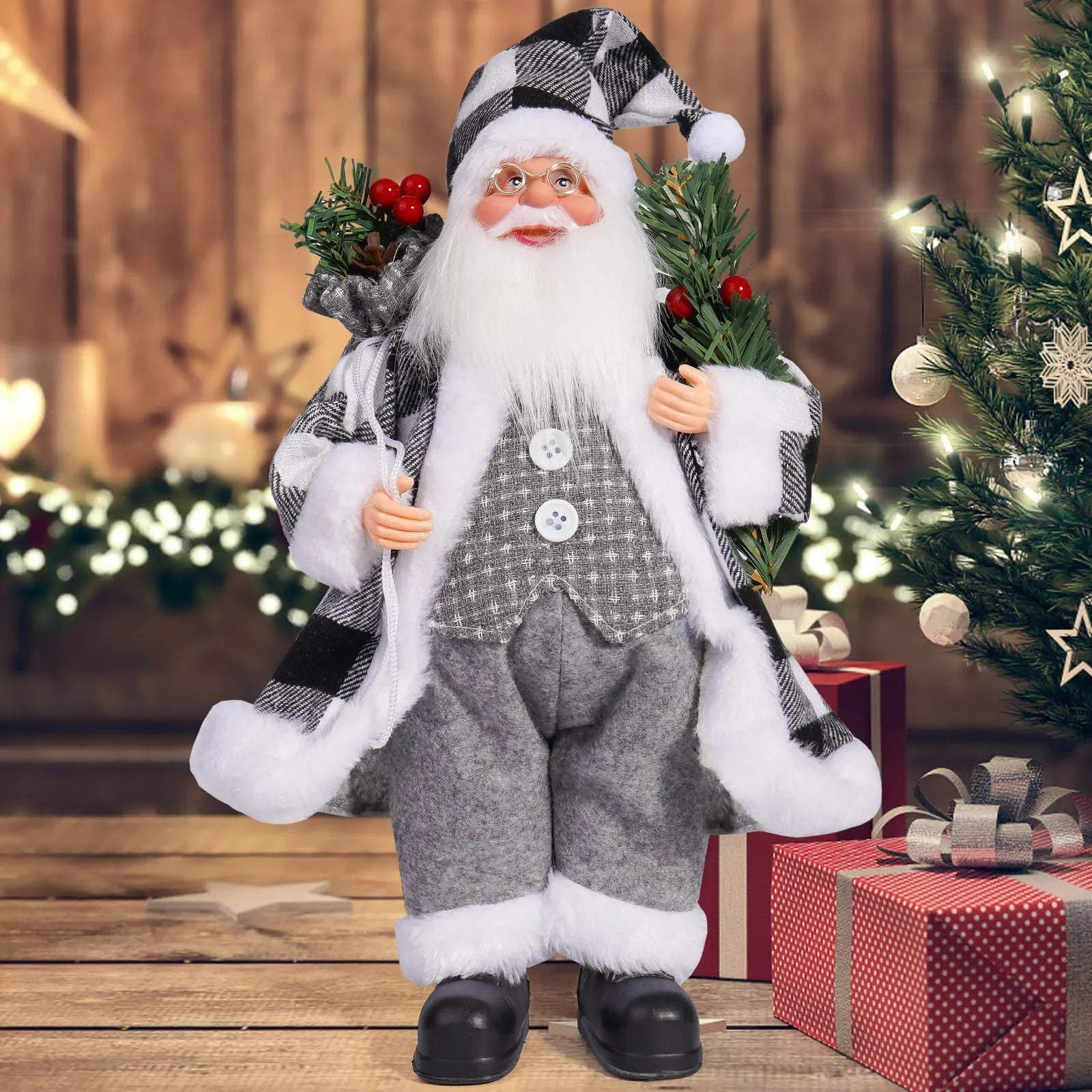 Christmas Santa Decoration with Gift Bag & Teddy Bear