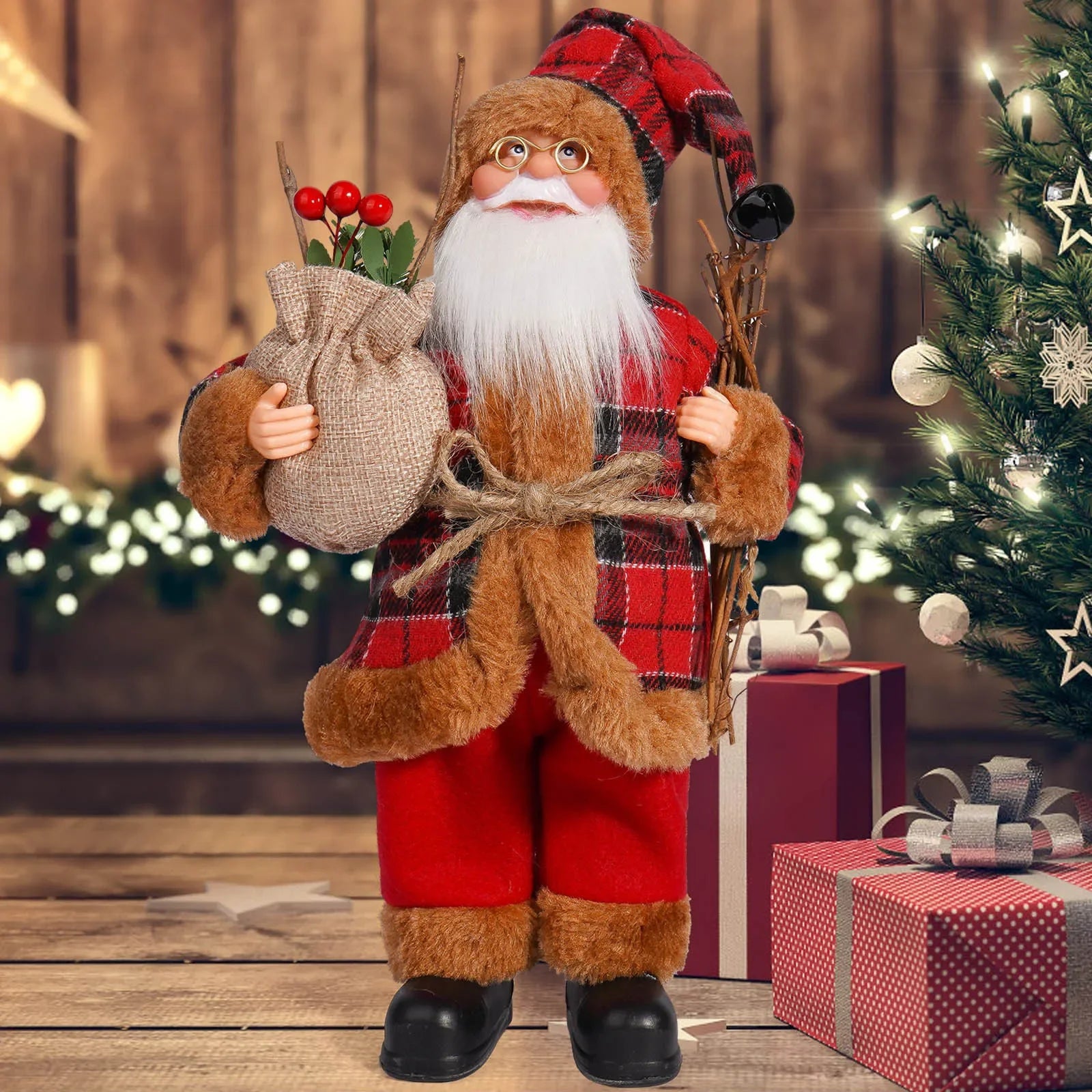 Christmas Santa Decoration with Gift Bag & Teddy Bear