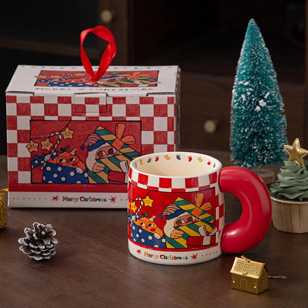 1 Pack Cute Christmas Coffee Mugs Durable Ceramic Coffee Mugs Best Christmas Gifts for Kids Mom Lovers Friends with Gift Box