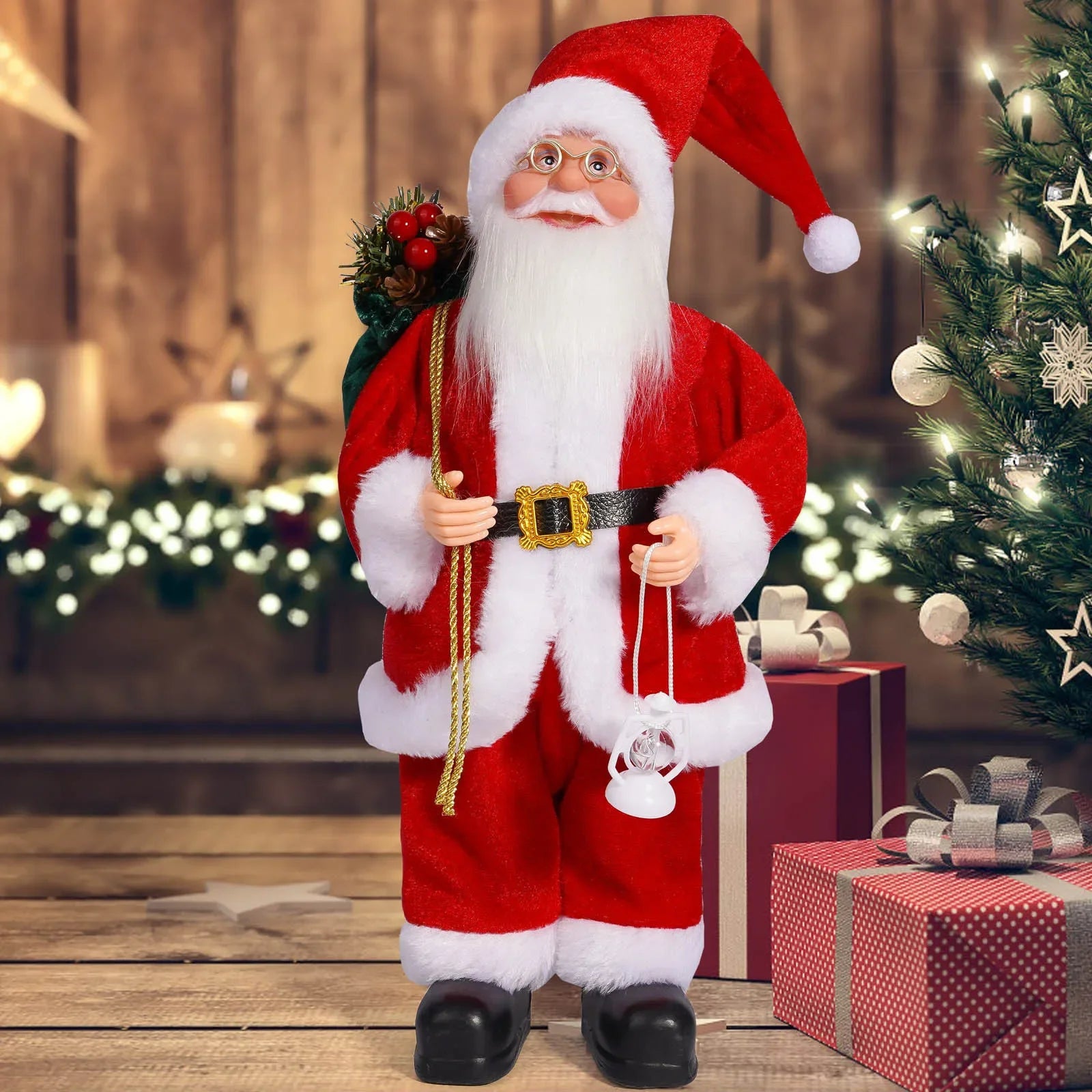 Christmas Santa Decoration with Gift Bag & Teddy Bear