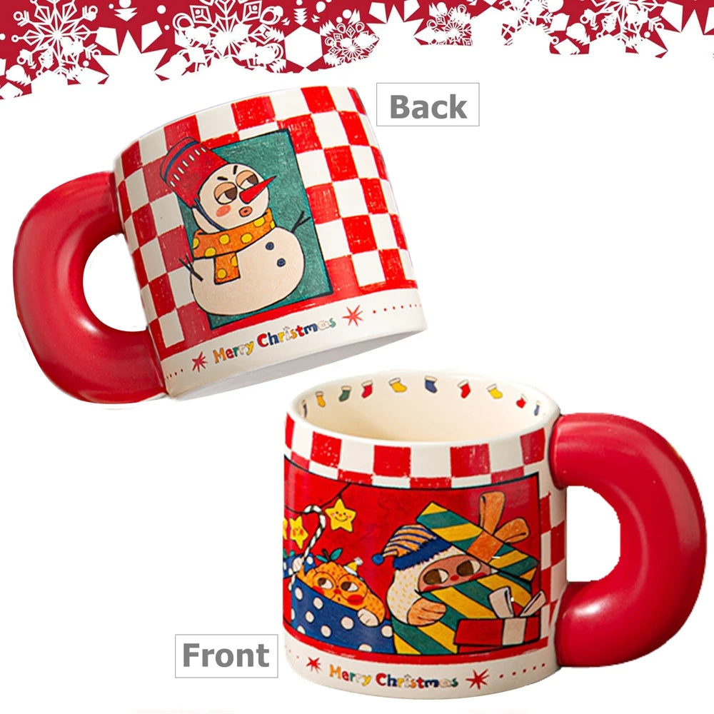 1 Pack Cute Christmas Coffee Mugs Durable Ceramic Coffee Mugs Best Christmas Gifts for Kids Mom Lovers Friends with Gift Box