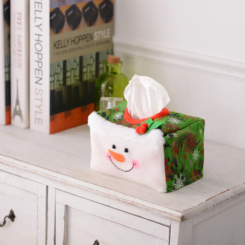 New Belt/Clover Pattern Merry Christmas Tissue Box Cover Christmas Home Decoration Creative Napkin Holder 3 Styles for Choice